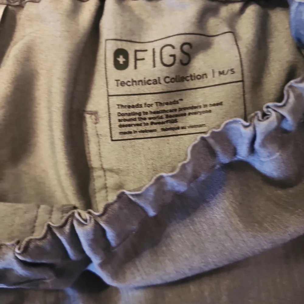 Figs Gray Joggers with Green Drawstring